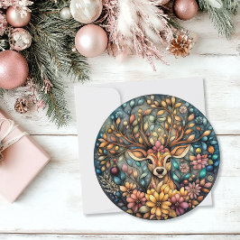 トナカイお洒落カスタマイズ可能ラウンド シーズンカード