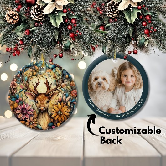 トナカイお洒落クリスマスのカスタマイズ セラミックオーナメント