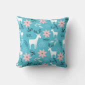 トナカイお洒落フローラポインセチア・クリスマス クッション (正面)