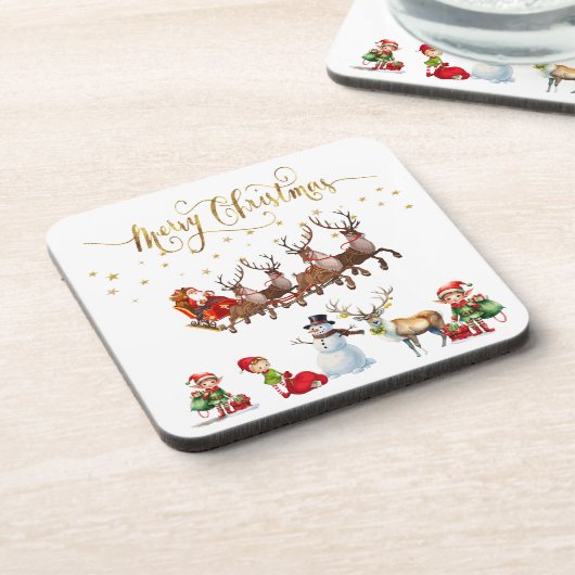 トナカイがそりを引っ張るサンタクロース コースター (左側)