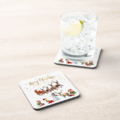 トナカイがそりを引っ張るサンタクロース コースター (右側)