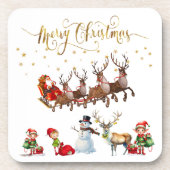 トナカイがそりを引っ張るサンタクロース コースター (正面)