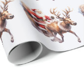 トナカイがそりを引っ張るサンタクロース ラッピングペーパー (ロールコーナー)