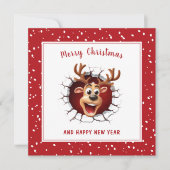 トナカイがクリスマスおもしろいカードを突破する カード (正面)