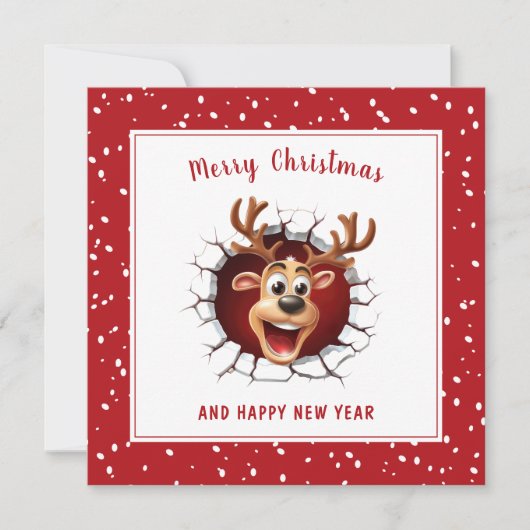 トナカイがクリスマスおもしろいカードを突破する カード (正面)