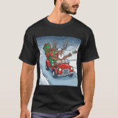 トナカイがクリスマスに家に帰る Tシャツ (正面)