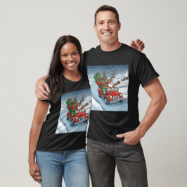 トナカイがクリスマスに家に帰る Tシャツ