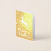 トナカイがクリスマスモダンに舞い上がる 箔カード (正面)