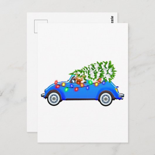 トナカイがクリスマスレーブで甲虫を動かす ポストカード (正面/裏面)