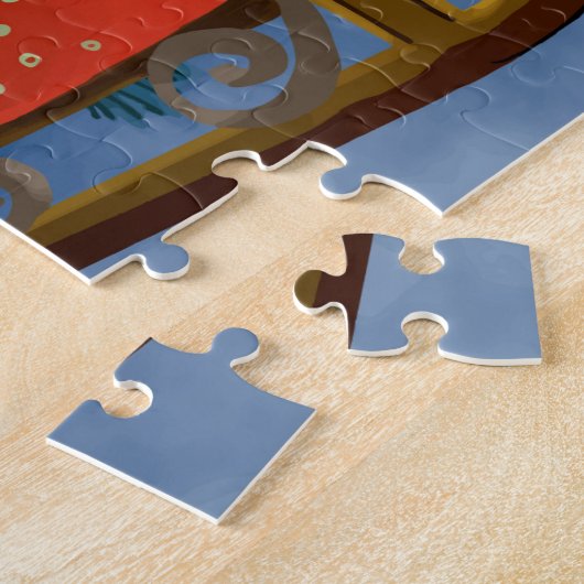 トナカイがサンタクロースそりを引く |クリスマス ジグソーパズル (側面)