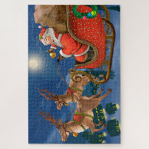 トナカイがサンタクロースそりを引く |クリスマス