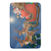 トナカイがサンタクロースそりを引く |クリスマス バスマット (正面縦)