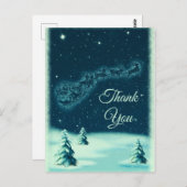 トナカイがサンタクロースのクリスマス お礼 ポストカード (正面/裏面)