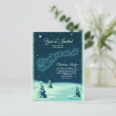 トナカイがサンタクロースを引っ張るクリスマスパーティー ポストカード (スタンド正面)