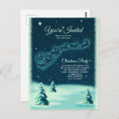 トナカイがサンタクロースを引っ張るクリスマスパーティー ポストカード (正面/裏面)