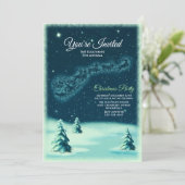 トナカイがサンタクロースを引っ張るクリスマスパーティー 招待状 (スタンド正面)