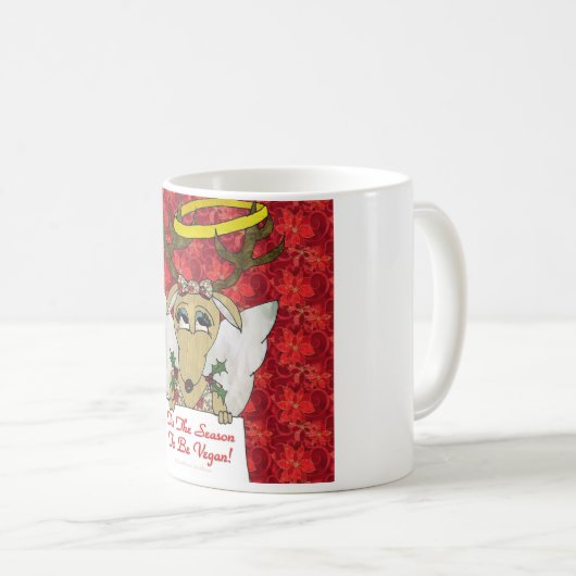 トナカイがビーガンギフトアパレルになる季節 コーヒーマグカップ (正面右)