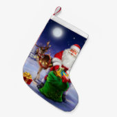 トナカイが付いているサンタ スモールクリスマスストッキング (正面 (吊り時))