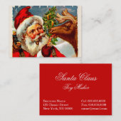 トナカイが付いているサンタ 名刺 (正面/裏面)