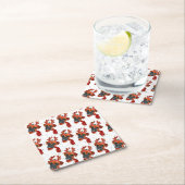 トナカイが咲く可愛いボクサー〔雄ジカの〕枝角クリスマス スクエアペーパーコースター (インサイチュ)