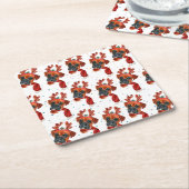 トナカイが咲く可愛いボクサー〔雄ジカの〕枝角クリスマス スクエアペーパーコースター (アングル)