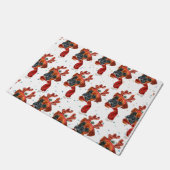 トナカイが咲く可愛いボクサー〔雄ジカの〕枝角クリスマス ドアマット (アングル)