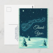 トナカイが引くサンタクロースのクリスマスお礼 ポストカード (正面/裏面)