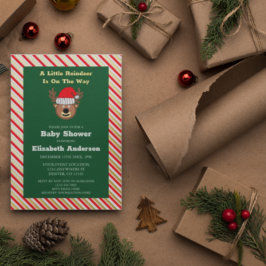 トナカイが赤ちゃんシャワーを浴びる 箔招待状