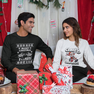 トナカイが醜く腐った陽気なクリスマスの花 スウェットシャツ