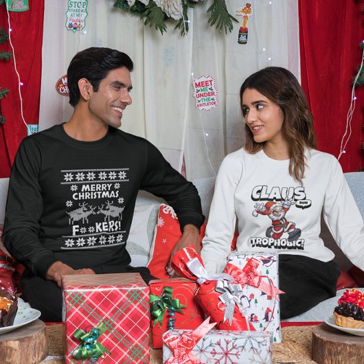 トナカイが醜く腐った陽気なクリスマスの花 スウェットシャツ