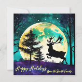 トナカイが飛び跳ねる満月祭り*パーソナライズ* シーズンカード (正面)