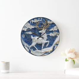 トナカイきらめくのクリスマスジョイ ラージ壁時計