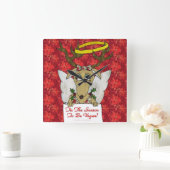 トナカイこのシーズンはビーガンの正方形の時計 スクエア壁時計 (ホーム)