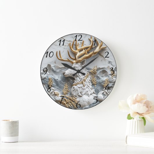 トナカイすてきクリスマスおもしろい ラージ壁時計 (ホーム)
