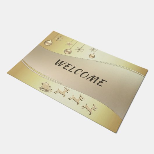 トナカイそりのクリスマスボールのフォーマット ドアマット (アングル)