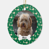 トナカイそりカスタムペット子犬の写真 セラミックオーナメント (左)