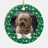 トナカイそりカスタムペット子犬の写真 セラミックオーナメント (裏面)