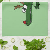 トナカイとしておもしろいなクリスマスのわに キッチンタオル (折り畳み)