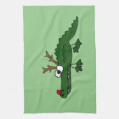 トナカイとしておもしろいなクリスマスのわに キッチンタオル (縦)