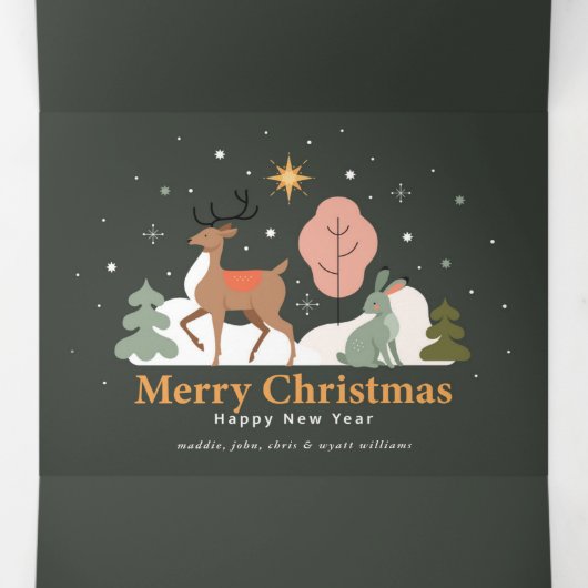 トナカイとウサギの穏やかなクリスマスイブ 三つ折りクリスマスカード (内部中)