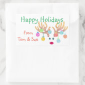 トナカイとオーナメントホリデープロダクトラベル 長方形シール (バッグ)