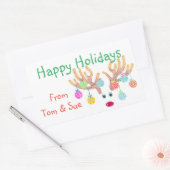 トナカイとオーナメントホリデープロダクトラベル 長方形シール (封筒)