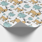 トナカイとカエルの柄 ラッピングペーパー (角)