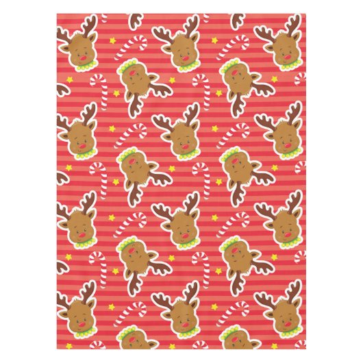 トナカイとキャンディキャンセスクリスマステーブルクロス テーブルクロス (正面)