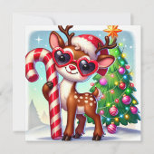 トナカイとキャンディーケーン＆クリスマスツリー シーズンカード (正面)