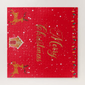 トナカイとキャンディーハウス – クリスマスの休日 ジグソーパズル (横)