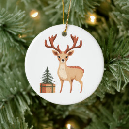 トナカイとギフトボー セラミックオーナメント