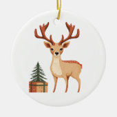 トナカイとギフトボー セラミックオーナメント (正面)
