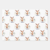 トナカイとクリスマスのアリゲーター ラッピングペーパーシート (正面3)