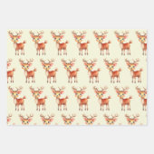 トナカイとクリスマスのアリゲーター ラッピングペーパーシート (正面2)